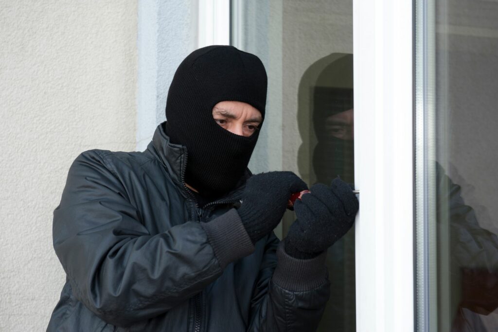A burglar breaks into the home of someone who needs to learn how to prevent property crimes.